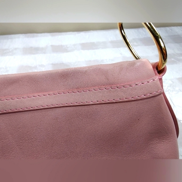 Juicy Couture Vintage Pink Leather Purse & Gold Letter J & 2 Chains - Picture 6 of 12